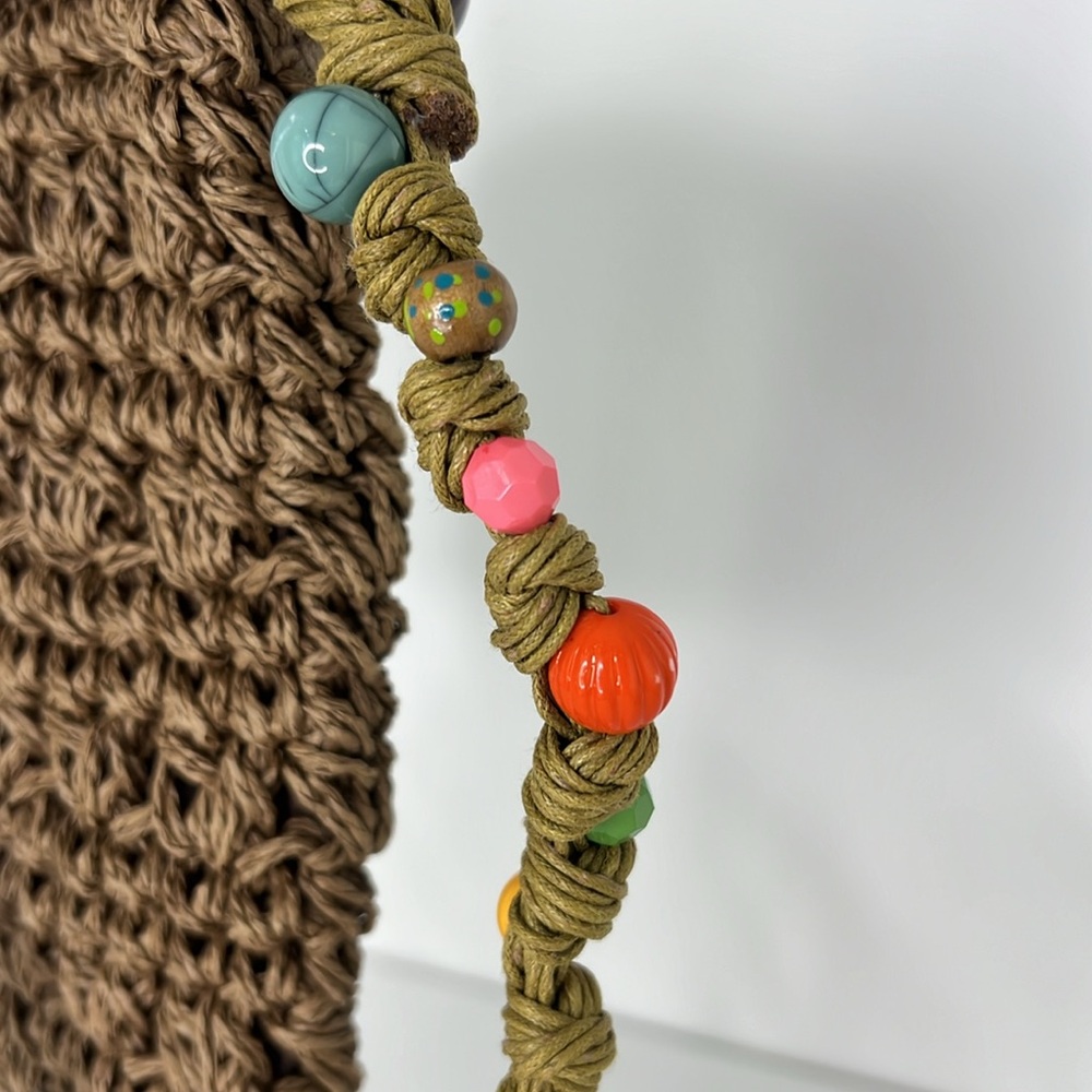 New Cappelli Straworld Brown Woven Beaded Boho Crossbody Bag - Picture 5 of 9